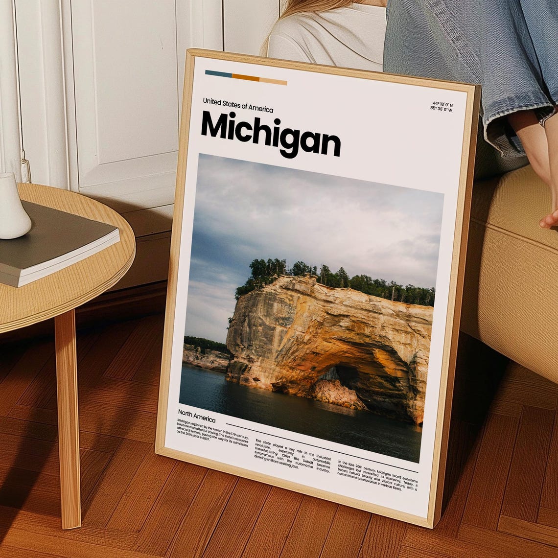 Michigan Great Lakes Sandstone Cliff Arch Lake Scenic Poster - Image 3