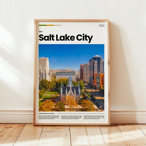 Salt Lake City Poster Print Photo Wall Art Utah Travel Gift