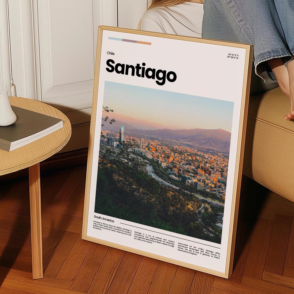 Santiago Chile Andes Sunset Golden Cityscape Photo Art Poster - Image 3