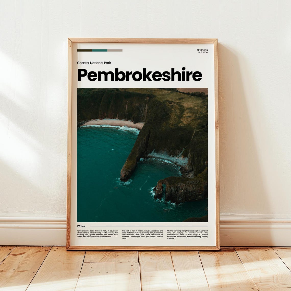 Pembrokeshire Wales Dramatic Sea Cliffs Coastal Travel Poster