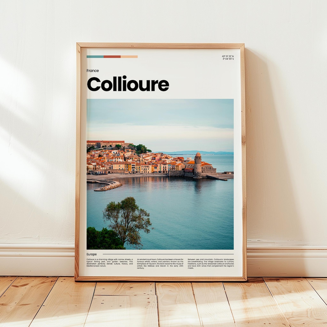 Collioure France Mediterranean Fishing Village Harbor Photo Travel Poster