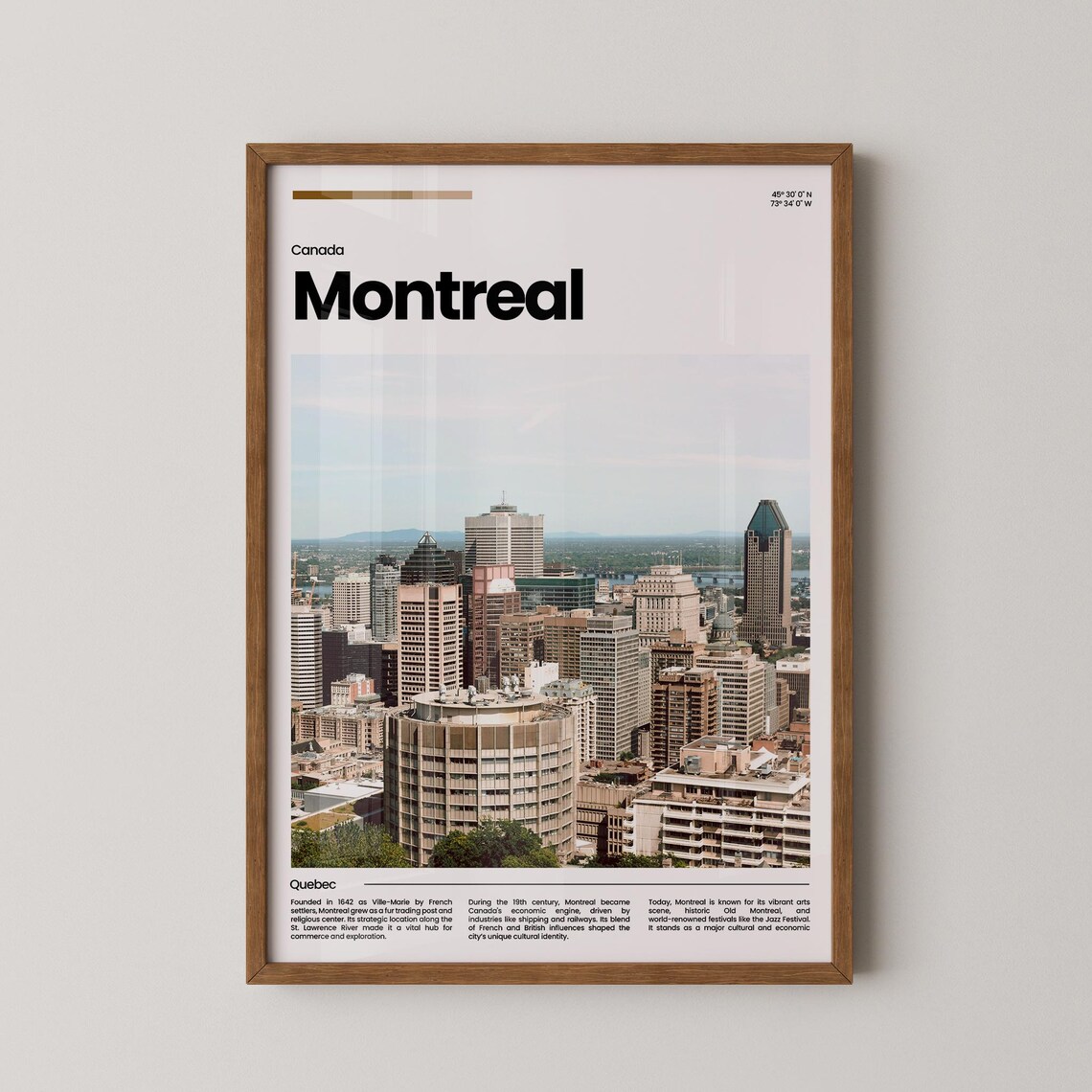 Montreal Quebec Skyline Downtown Modern Travel Photography Poster