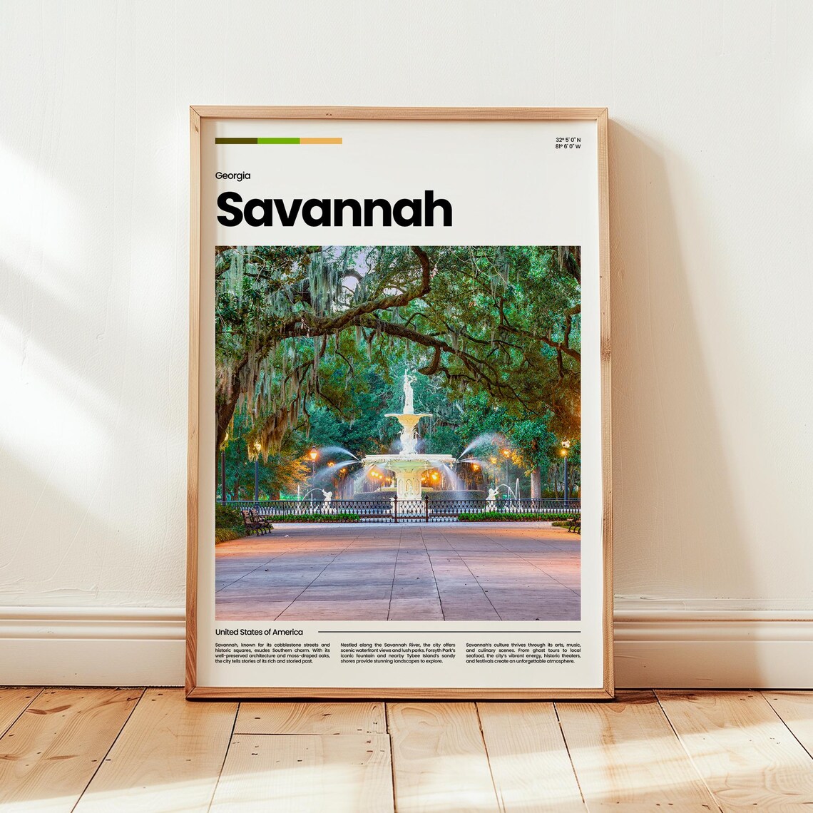 Savannah Poster Print Photo Wall Art Georgia Travel Gift