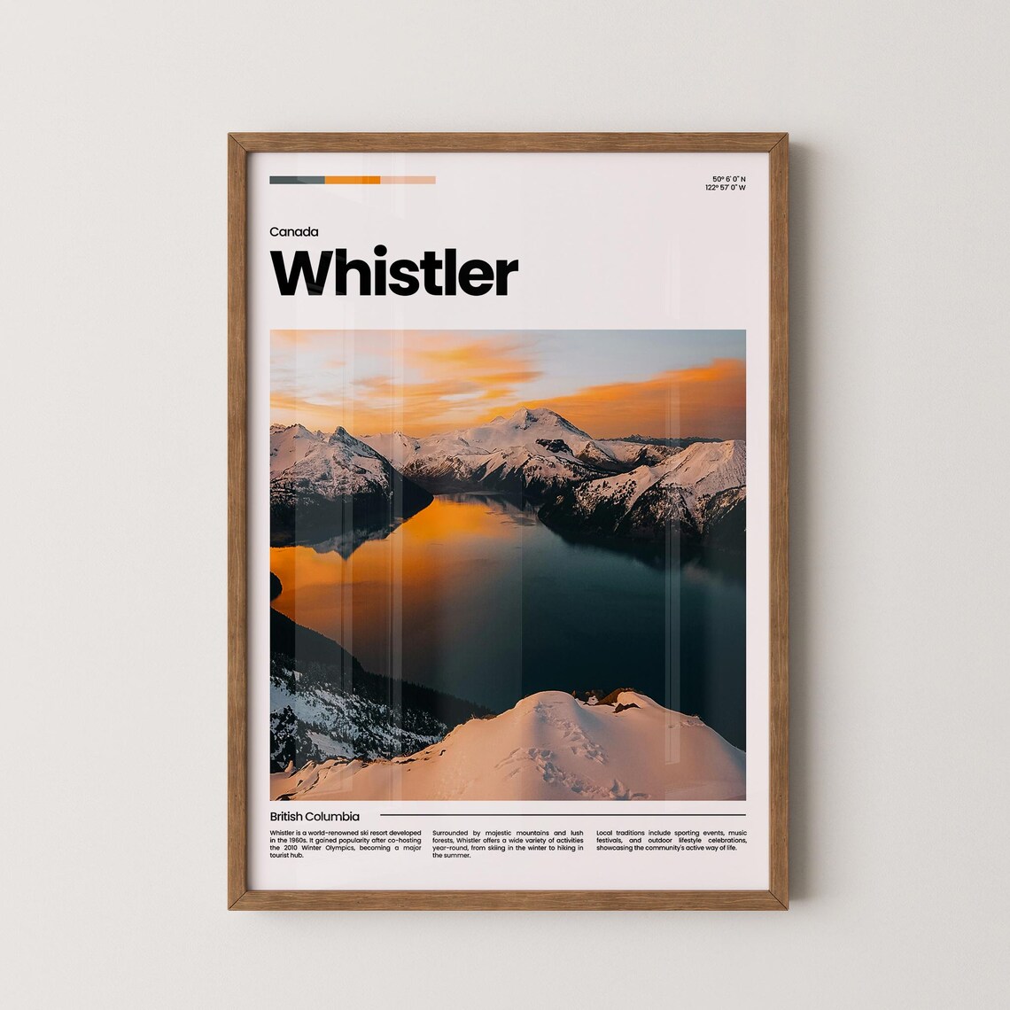Whistler Sunset Snow Peaks Lake Reflection British Columbia Poster