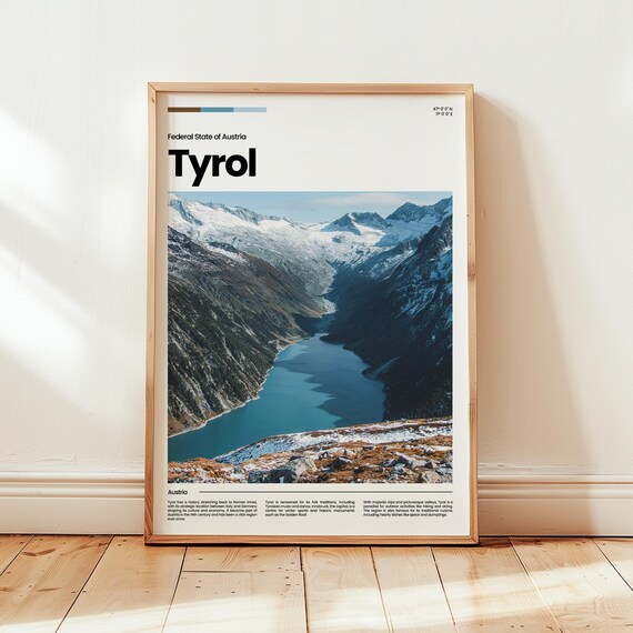 Tyrol Austria Snowy Alpine Peaks Over Turquoise Lake Travel Poster