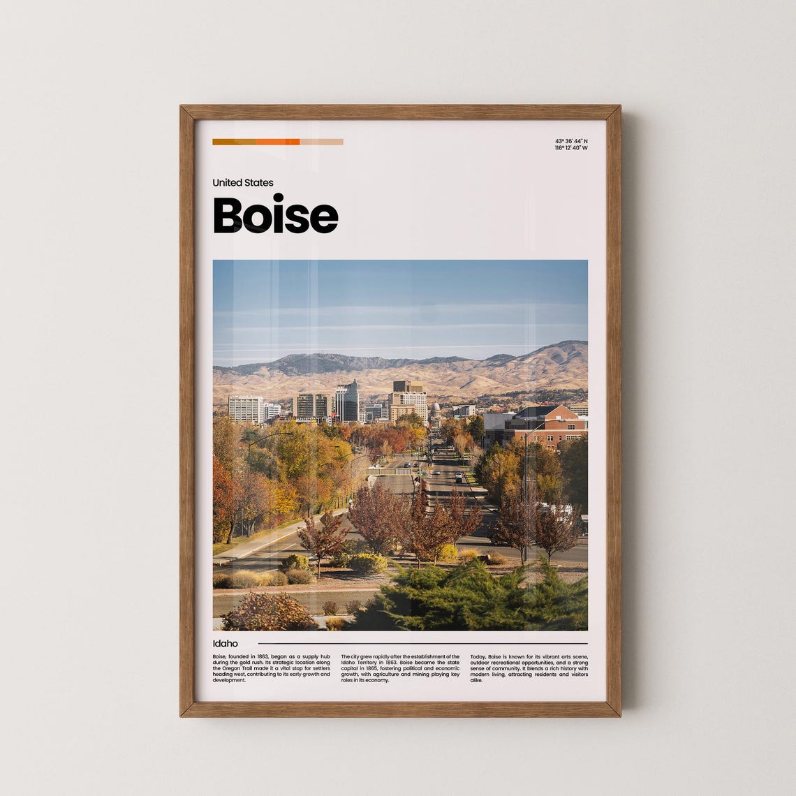 Boise Travel Poster Boise Poster Boise Photo Poster Boise Art Print Boise Art Usa Poster Usa Travel Poster Idaho Poster Travel Gift