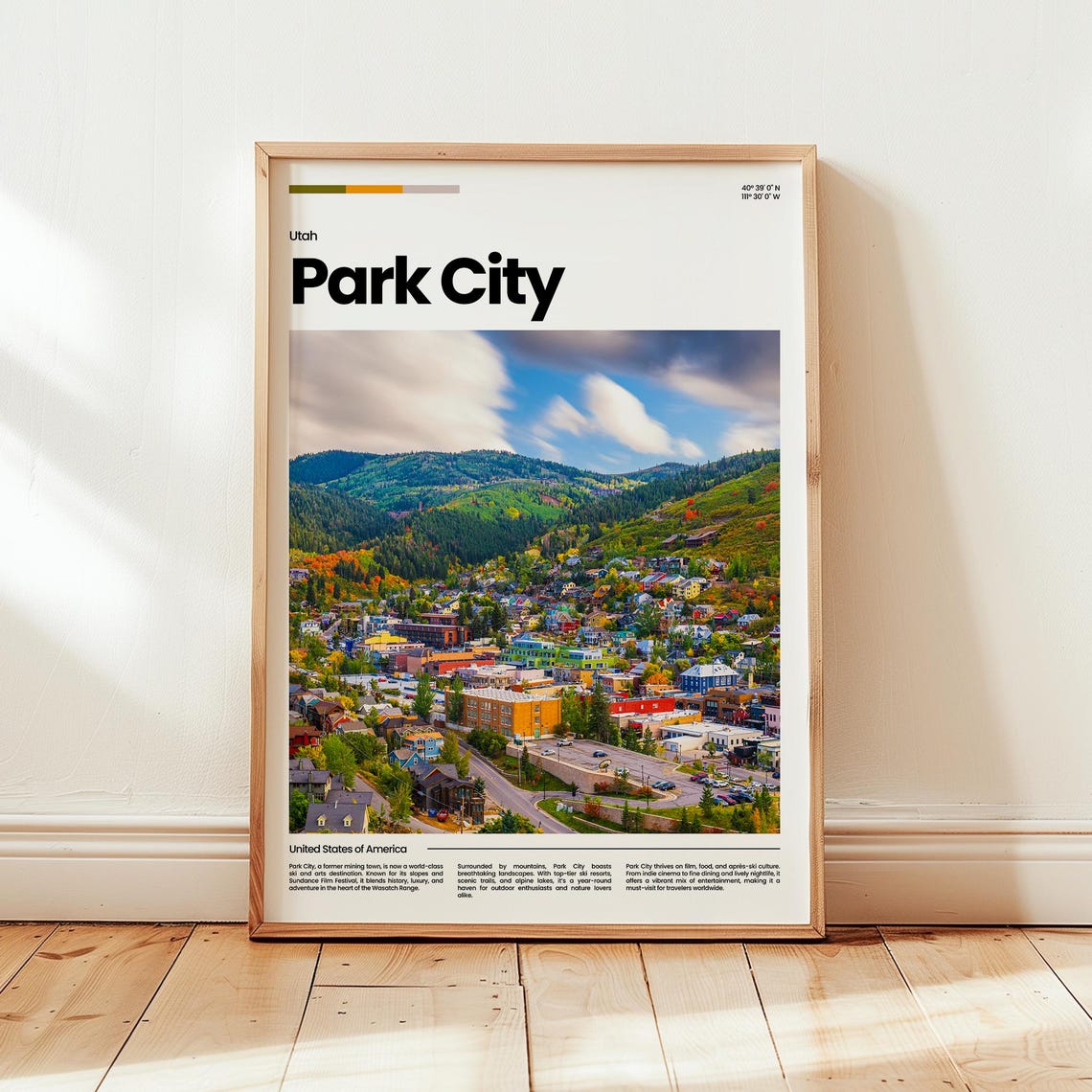 Park City Utah Mountain Town Aerial Fall Colors Travel Poster