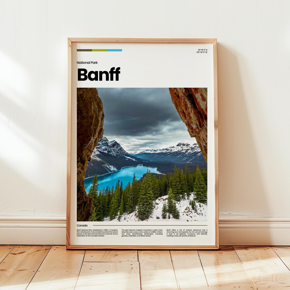 Banff National Park Turquoise Lake Mountain Photo Travel Poster