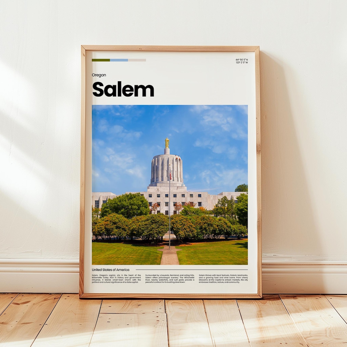 Salem Oregon State Capitol Building Dome City Travel Poster Photo