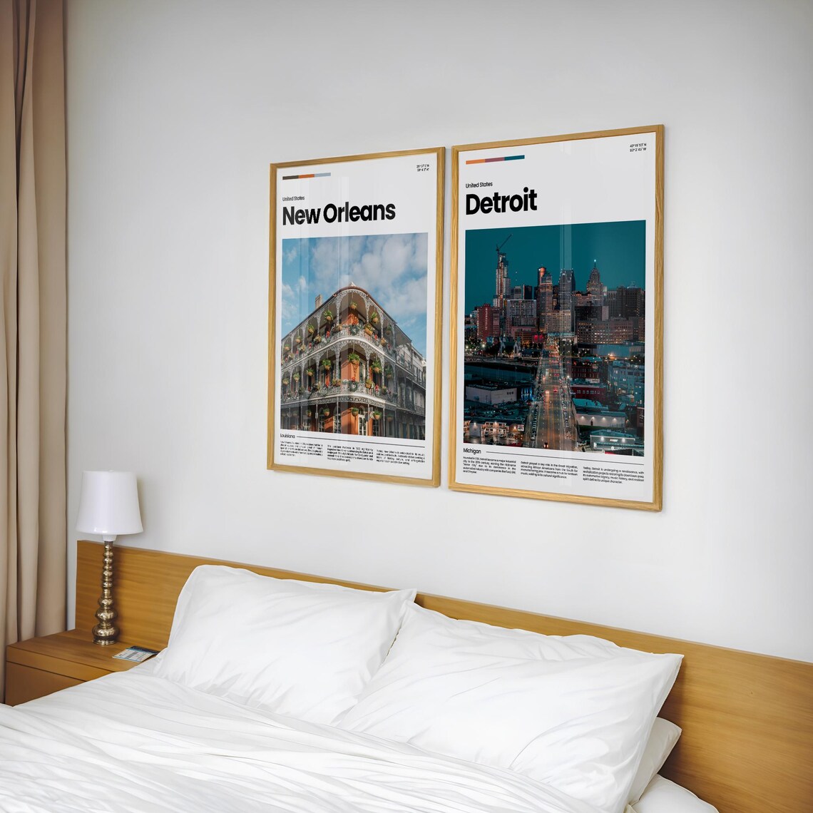 Detroit Night Skyline Downtown Michigan Motor City Travel Poster - Image 2