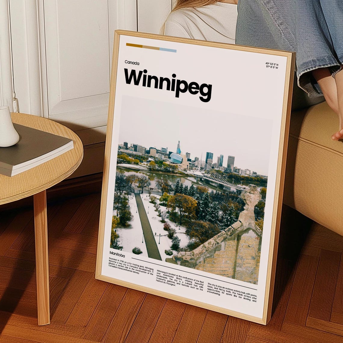 Winnipeg Manitoba Canada Snowy City Skyline Bridge Winter View Poster - Image 3