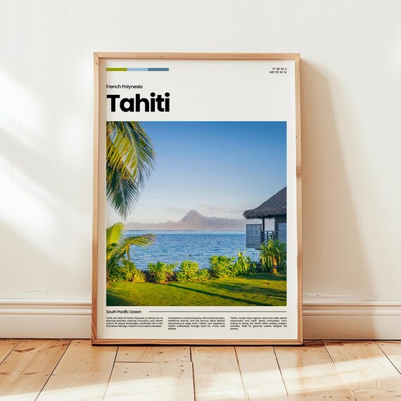 Tahiti Poster Print Photo Wall Art France French Polynesia Travel Gift