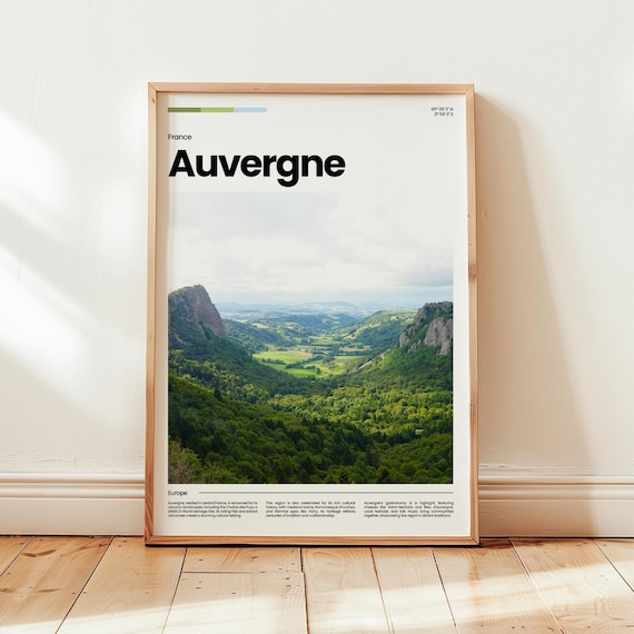 Auvergne France Volcanic Green Valley Panorama Nature Photo Poster