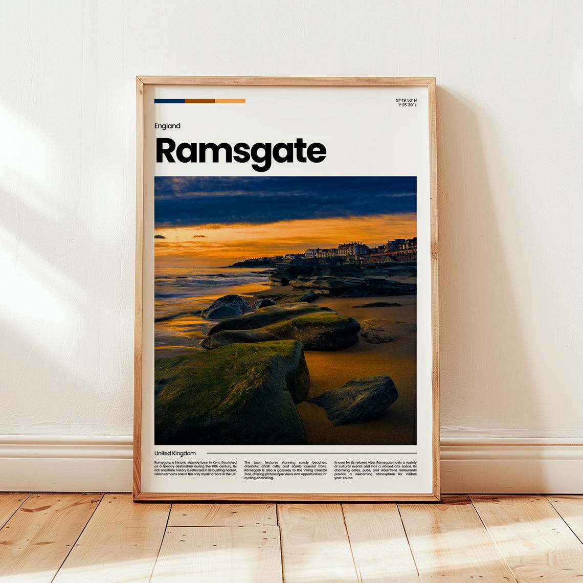 Ramsgate England Golden Hour Sunset Beach Rocks Photo Travel Poster