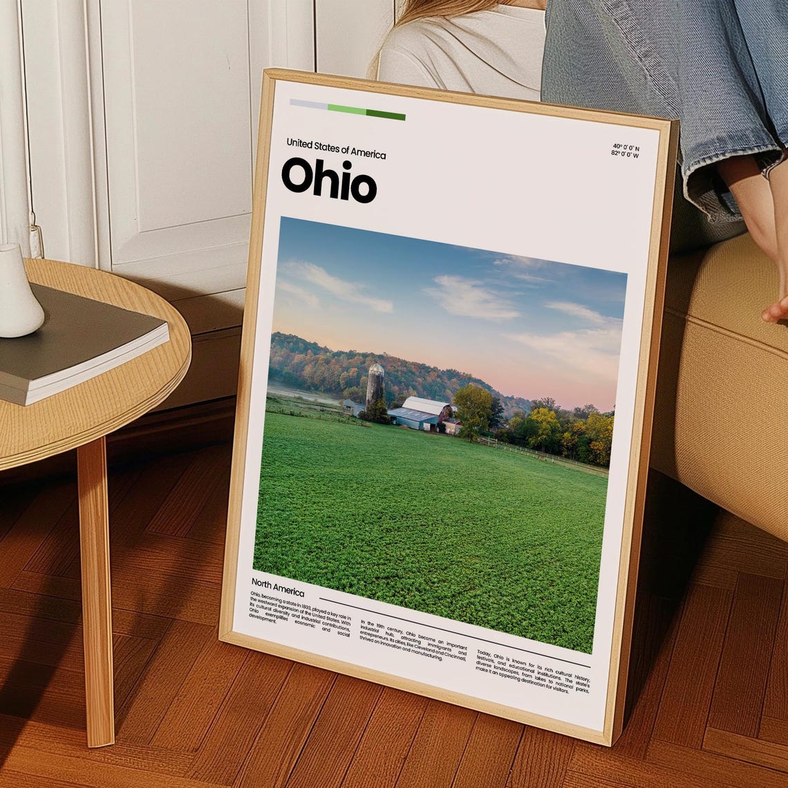 Ohio Farm Barn Silo Misty Morning Rustic Autumn Countryside Poster - Image 3