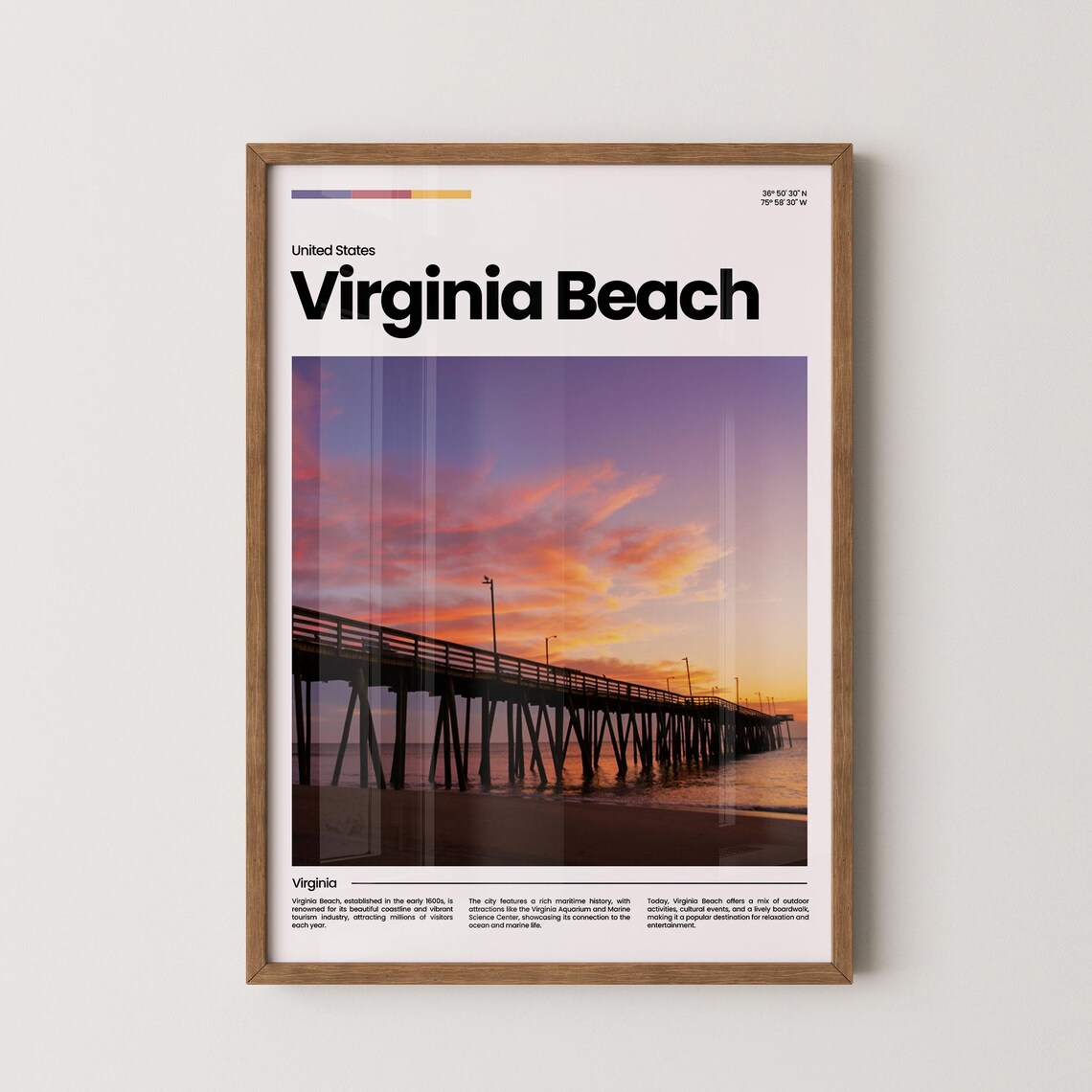 Virginia Beach Travel Poster Virginia Beach Poster Virginia Beach Photo Poster Virginia Beach Art Print Usa Poster Travel Gift