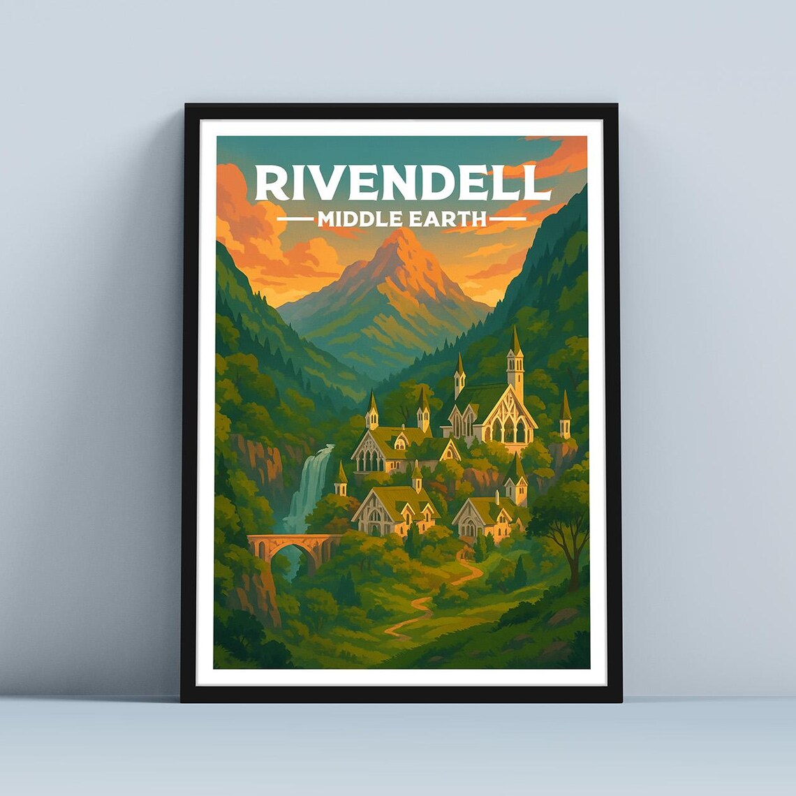 Rivendell Travel Poster, Fantasy Movie Art Decor