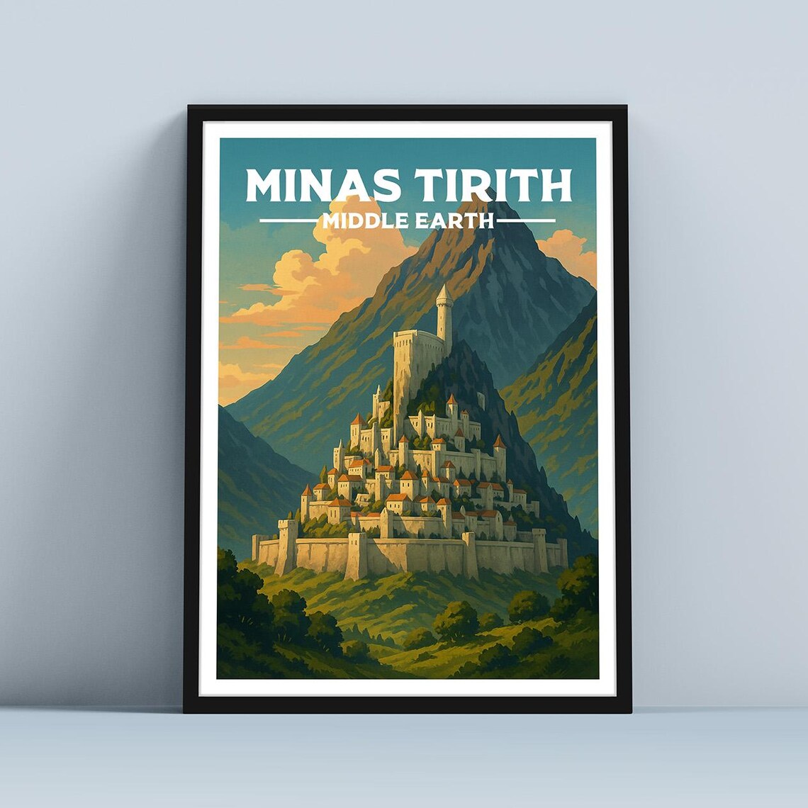 Minas Tirith Travel Poster, Fantasy Movie Art