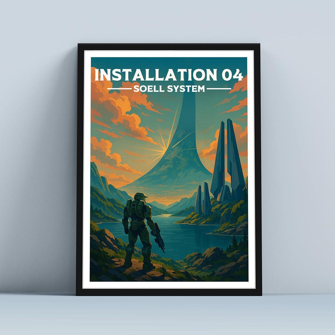 Installation 04 Halo Ring Master Chief Sci Fi Gaming Travel Poster