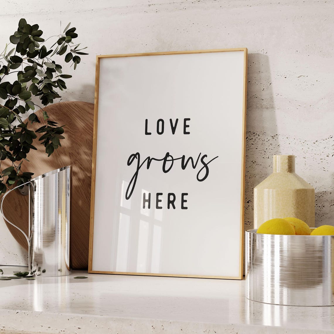 Love Grows Here Sweet Script Typography Family Quote Wall Art - Image 3