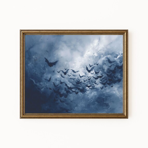 Moody Bat Art Print Vintage Night Sky Silhouette H263