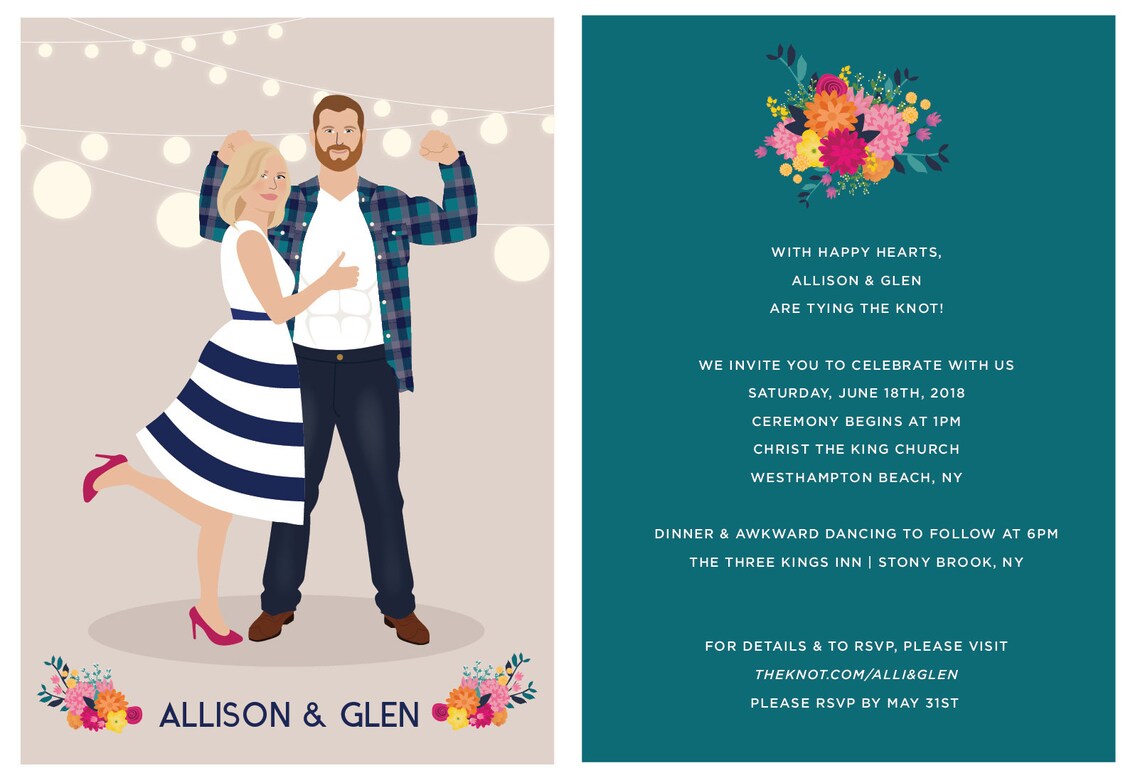 Custom Wedding Invitation, Custom Couple Portrait - Image 4