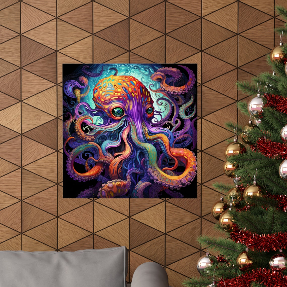 Rainbow Octopus Psychedelic Festival Art Print - Image 2