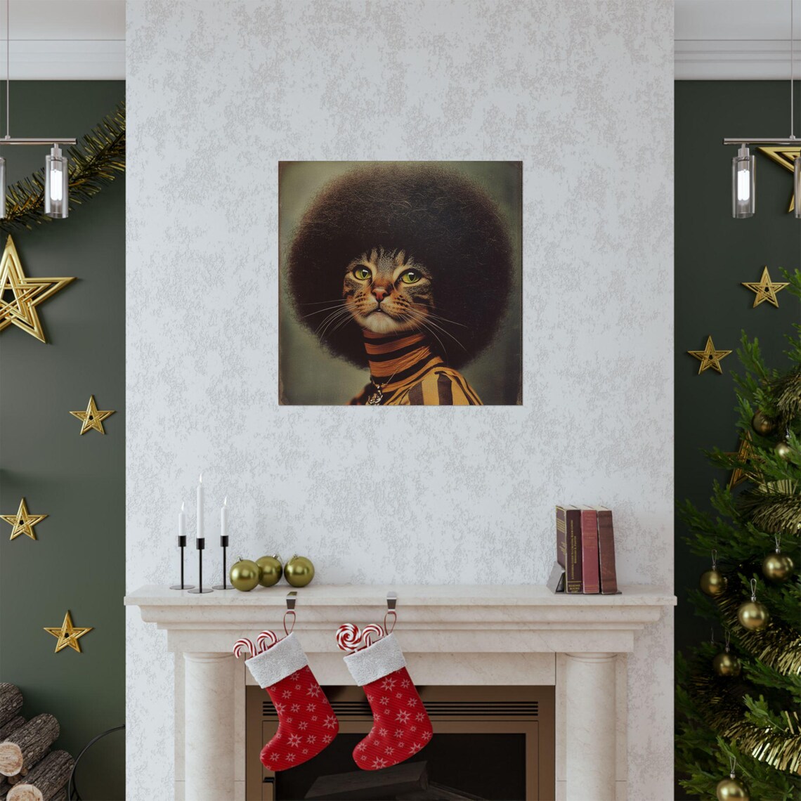 Funky Afro Cat, Retro Home Decor Poster - Image 4