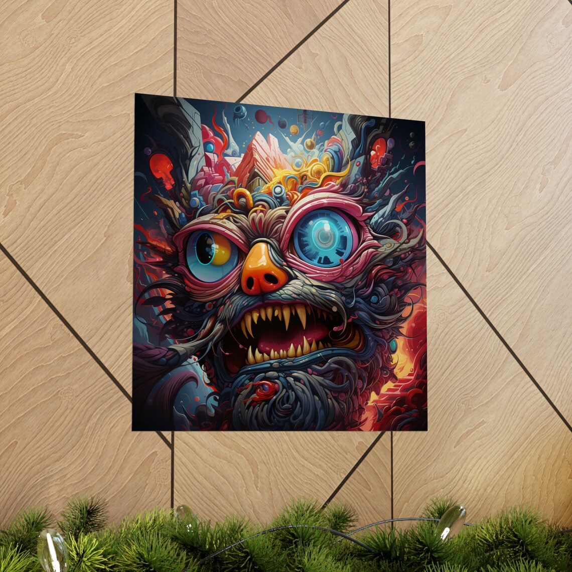 Trippy Mechanical Cat, Psychedelic Animal Poster