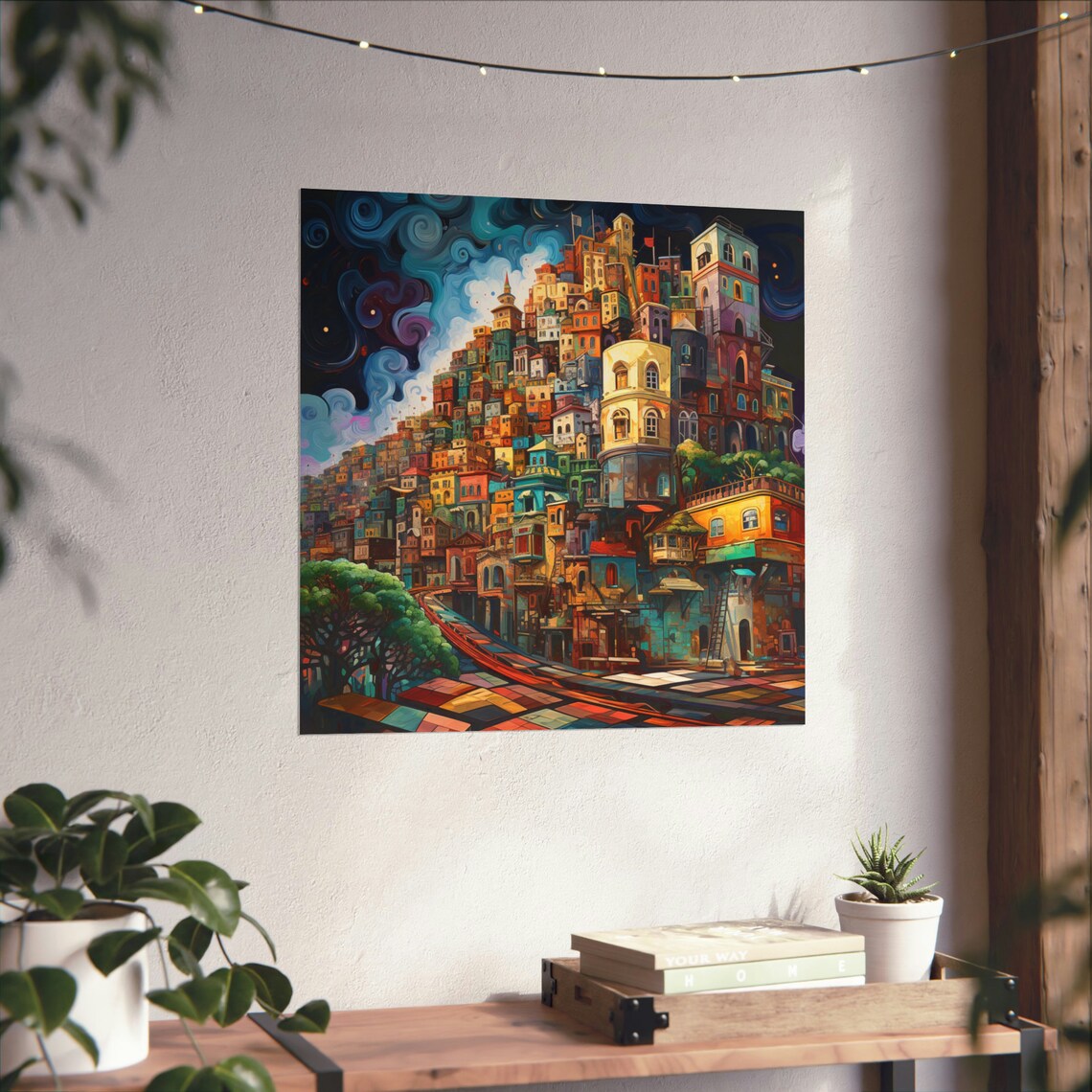 Post Impressionist Greek City, Countryside On The Hill Poster