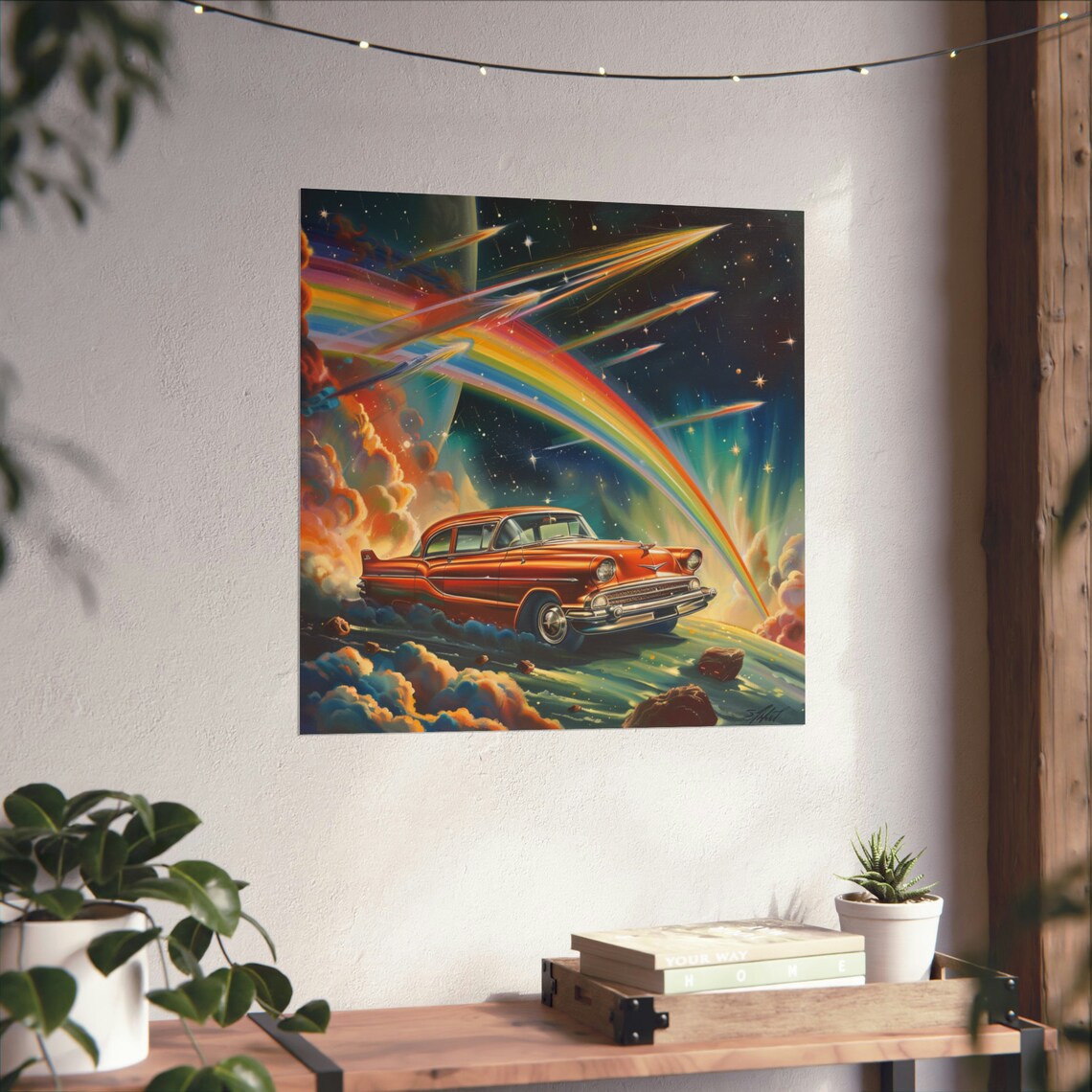 Rainbow Road Adventures, Vintage Car In Space - Image 3