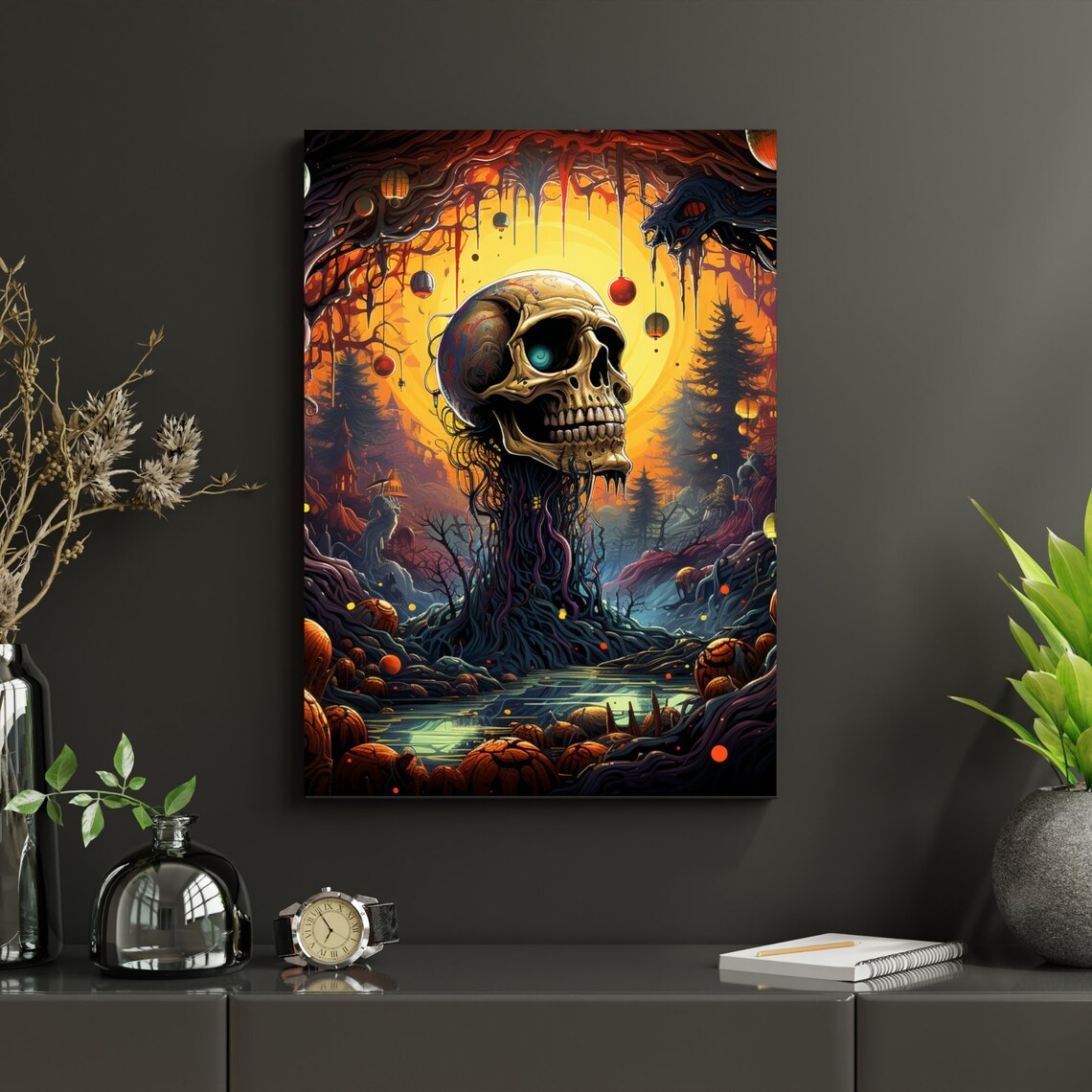 Halloween Night 2 Skull Poster, Trippy Halloween - Image 2