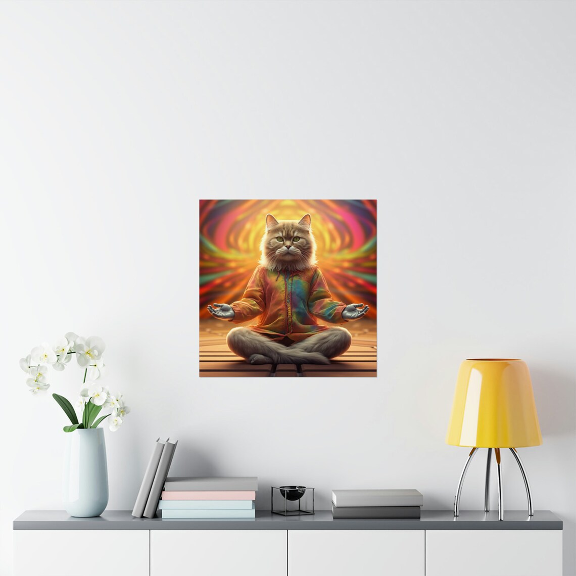 Sensei Kitty Yoga Zen Cat Wall Art, Psychedelic - Image 4