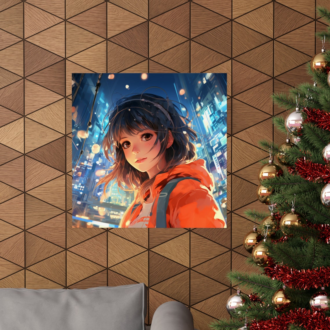 City Girl Shy Anime Girl, Modern Art - Image 3