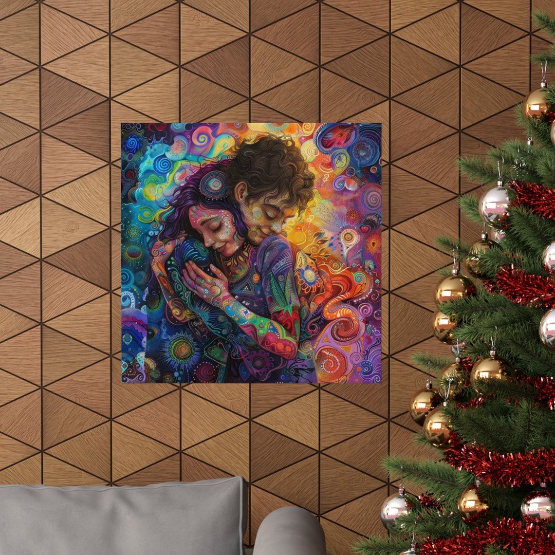 Spiritual Lovers Abstract Art Print, Happy Couple - Image 4