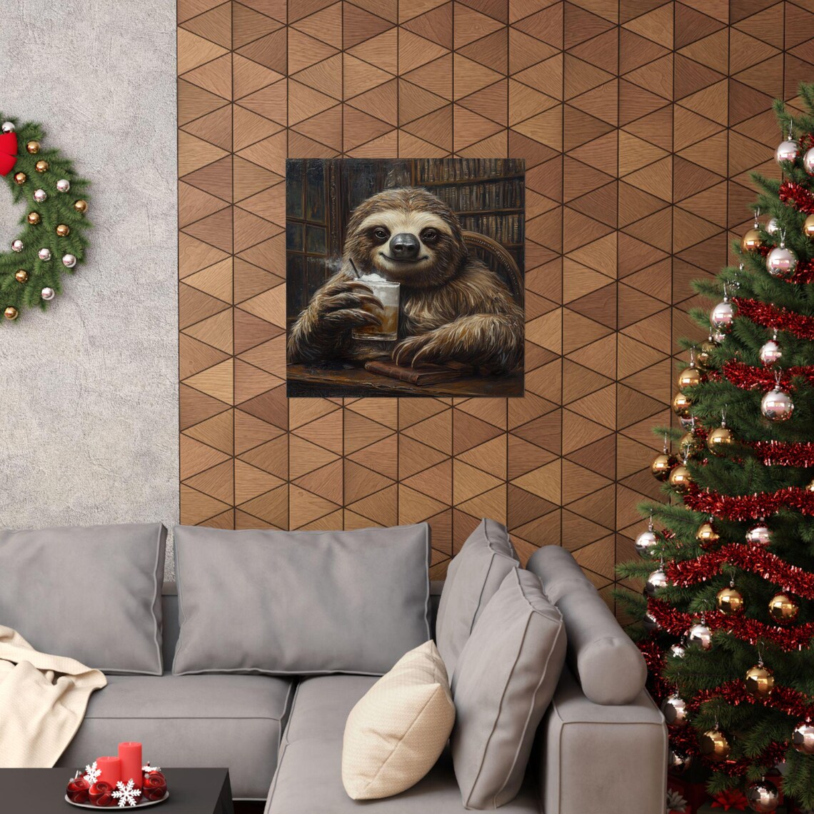 Boss Sloth Drinking White Russian, Funny Poster - Image 4