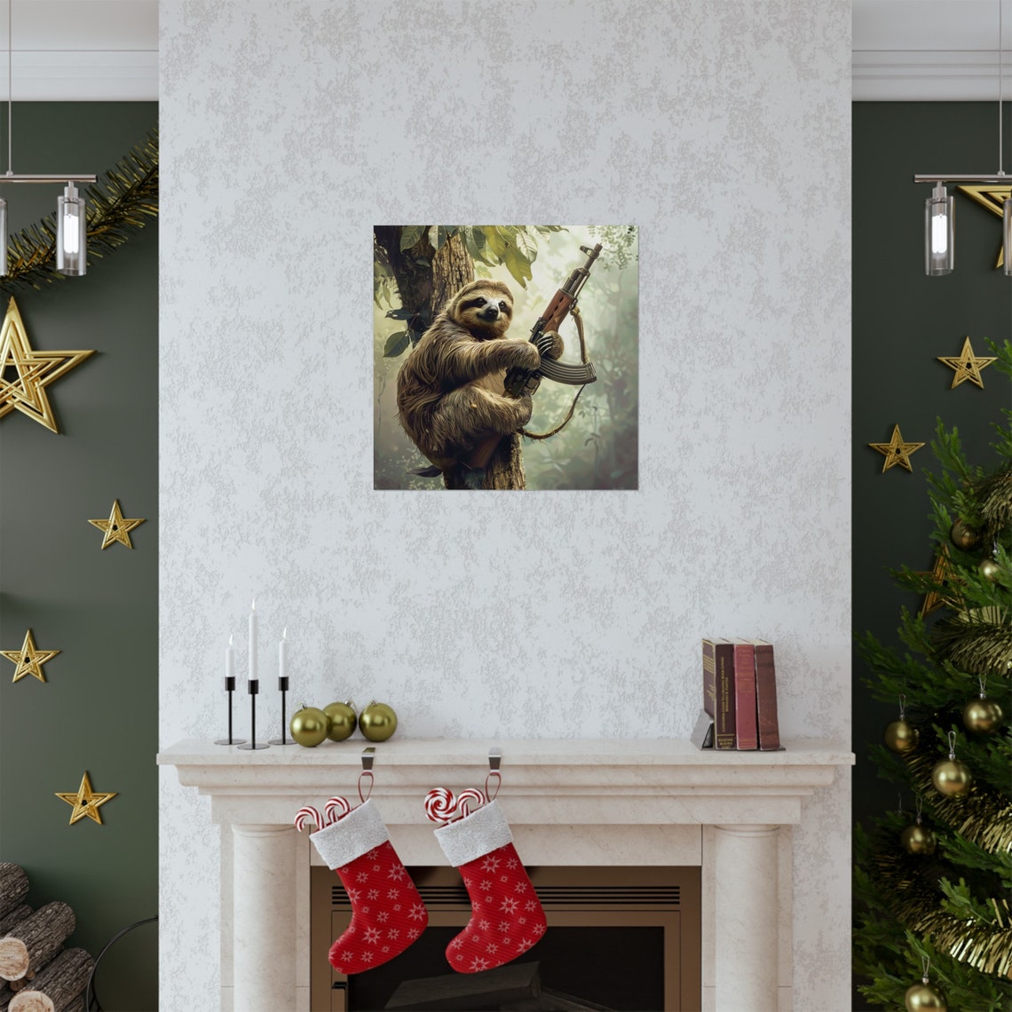 Army Sloth Poster, Funny Tree Hanging Sloth - Image 2