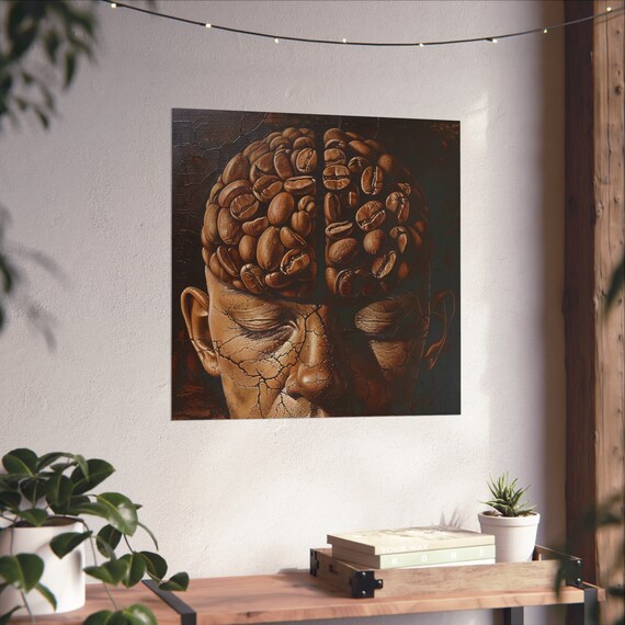 Coffee Mind Meditation Poster, Trippy Coffee Humor