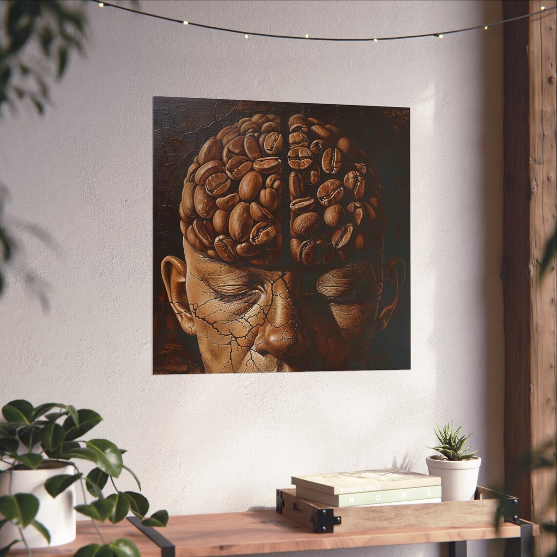 Coffee Mind Meditation Poster, Trippy Coffee Humor
