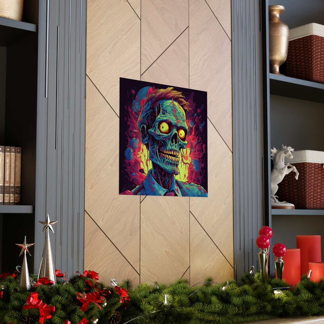 Creepy Eyes Zombie Skeleton, Rainbow Zombie Poster - Image 3