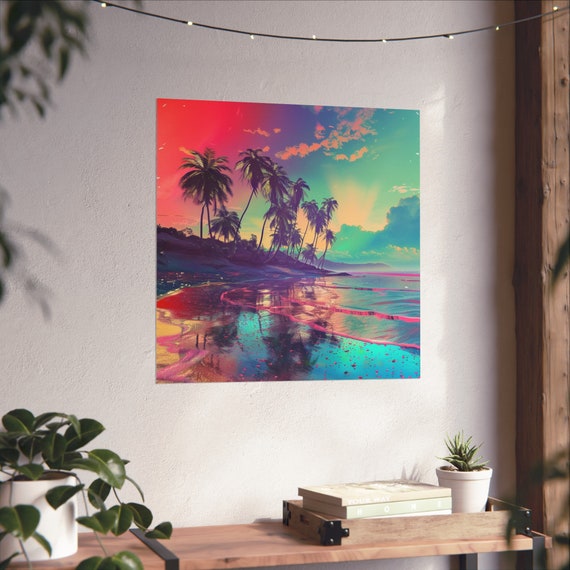Palm Tree Beach Abstract Design Poster