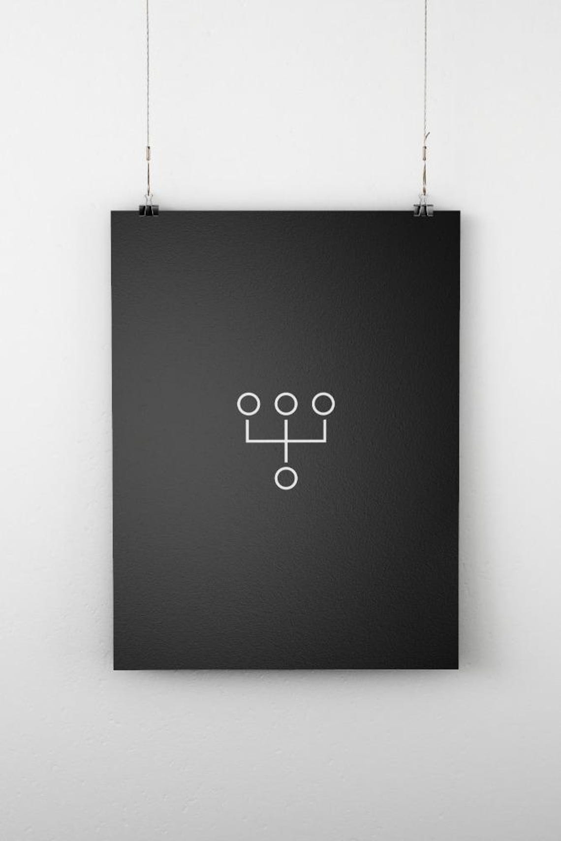 Connected Nodes Network Abstract White Line Art Black Poster