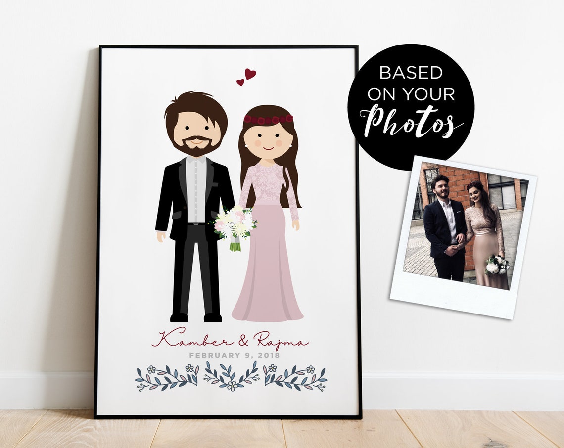 Wedding Invitation Wedding Guest Book Custom Portrait Of Couple Personalized Portrait Save The Date Bride Gift Custom Wedding Card