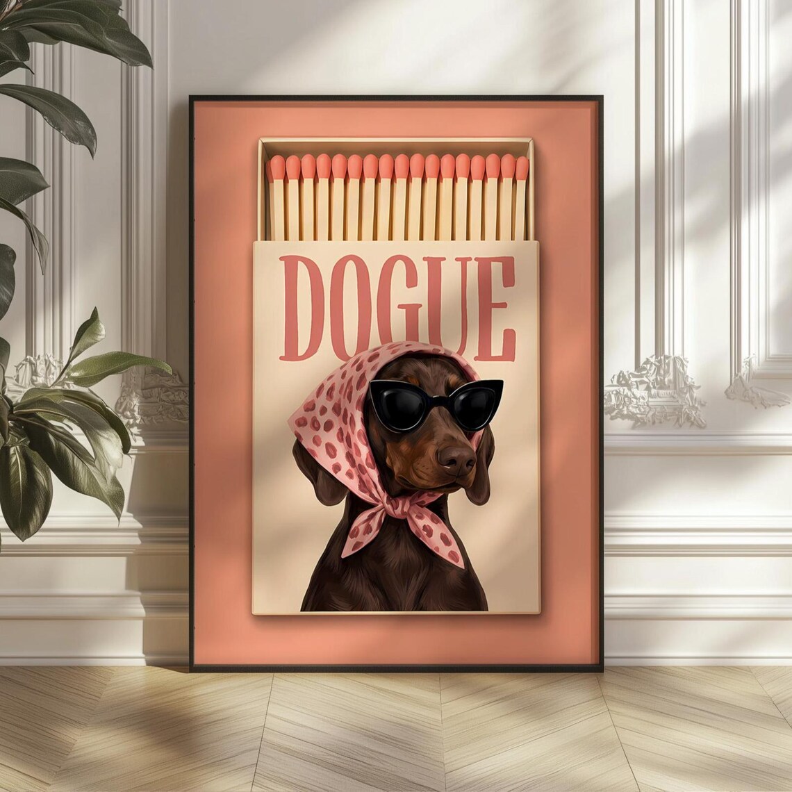 Dogue Dog Matchbox Print, Funny Dachshund Poster