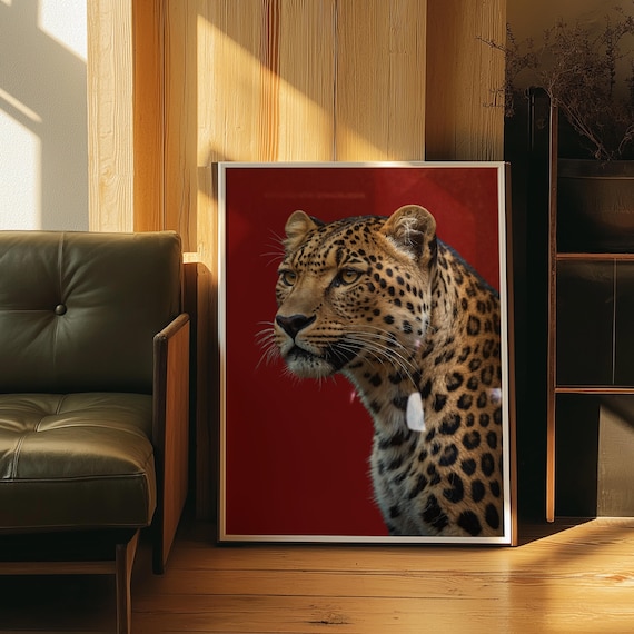 Red Leopard Poster Luxury Fashion Vibe Wall Art Digital Product