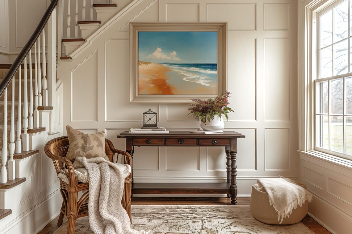 Ocean Waves On Golden Sandy Beach Tranquil Summer Coastal Scene Poster - Image 2
