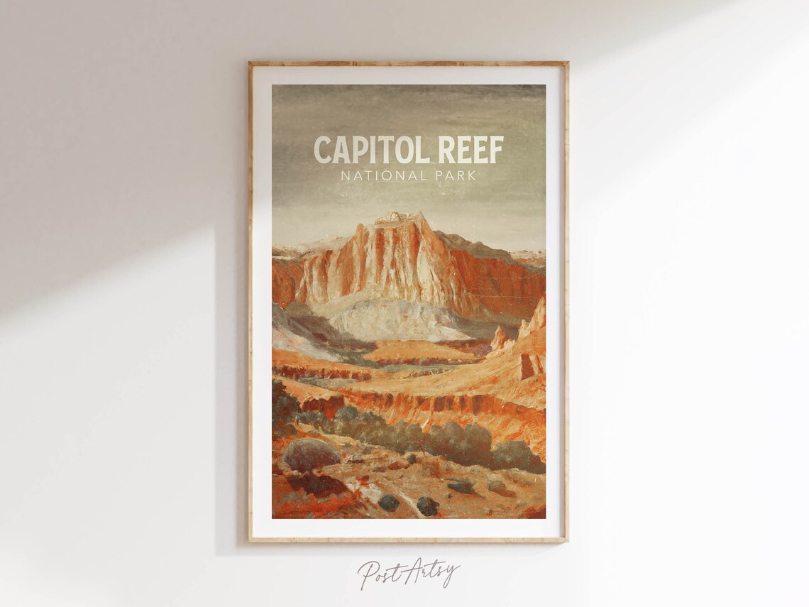 Capitol Reef Vintage Style Travel Poster, Utah State