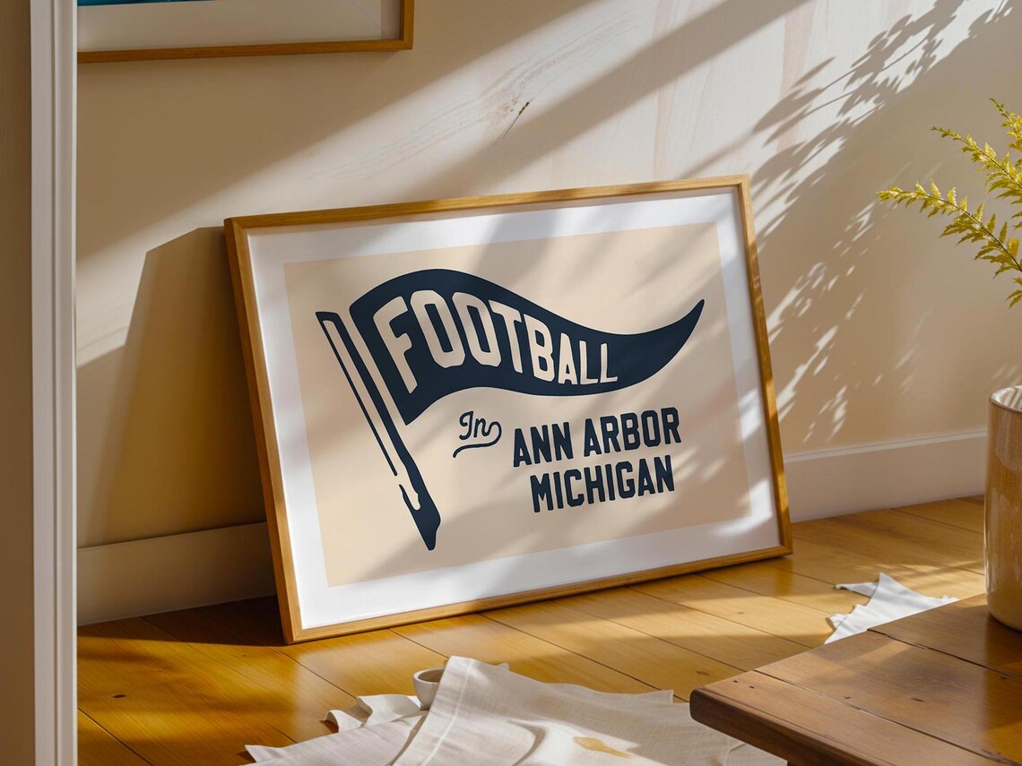 Retro Michigan Football Art Print, Ann Arbor - Image 3