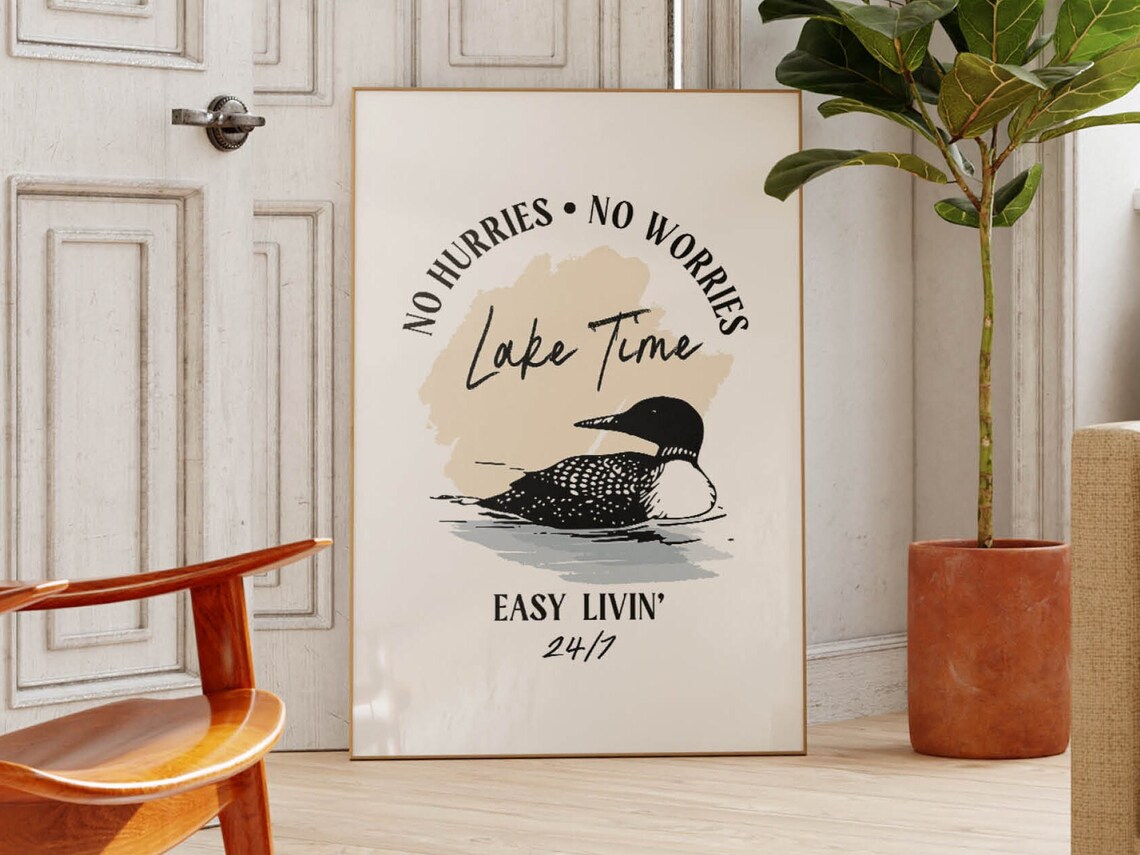 Lake Time Art Print, Lakehouse Kitchen Decor