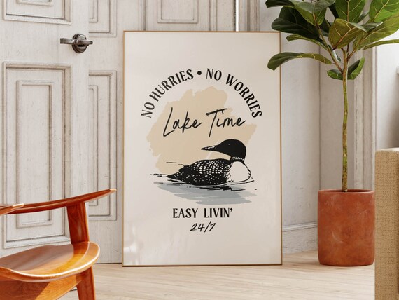Lake Time Art Print, Lakehouse Kitchen Decor